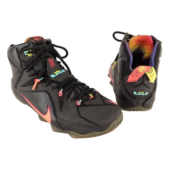Nike LeBron 12 Data Size 10 Mens Sneakers Black 684593 068 - Picture 2 of 13